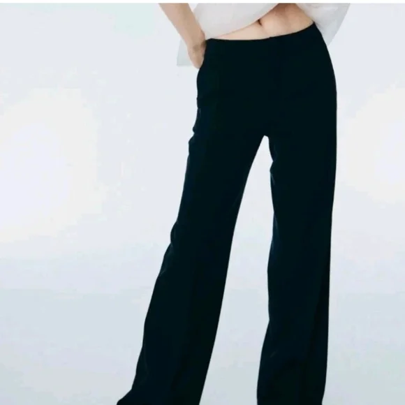 H&M | Pants & Jumpsuits | Hm Dress Pants Sz6 Black Pants Pockets Wideleg |  Poshmark